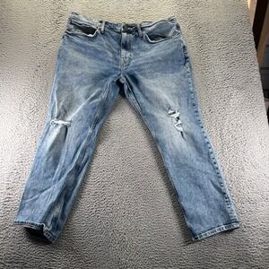 Original Use Jeans Mens 40x30 Blue Cotton Denim Tapered Slim Faded Distressed